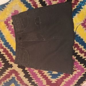Black jean mini skirt